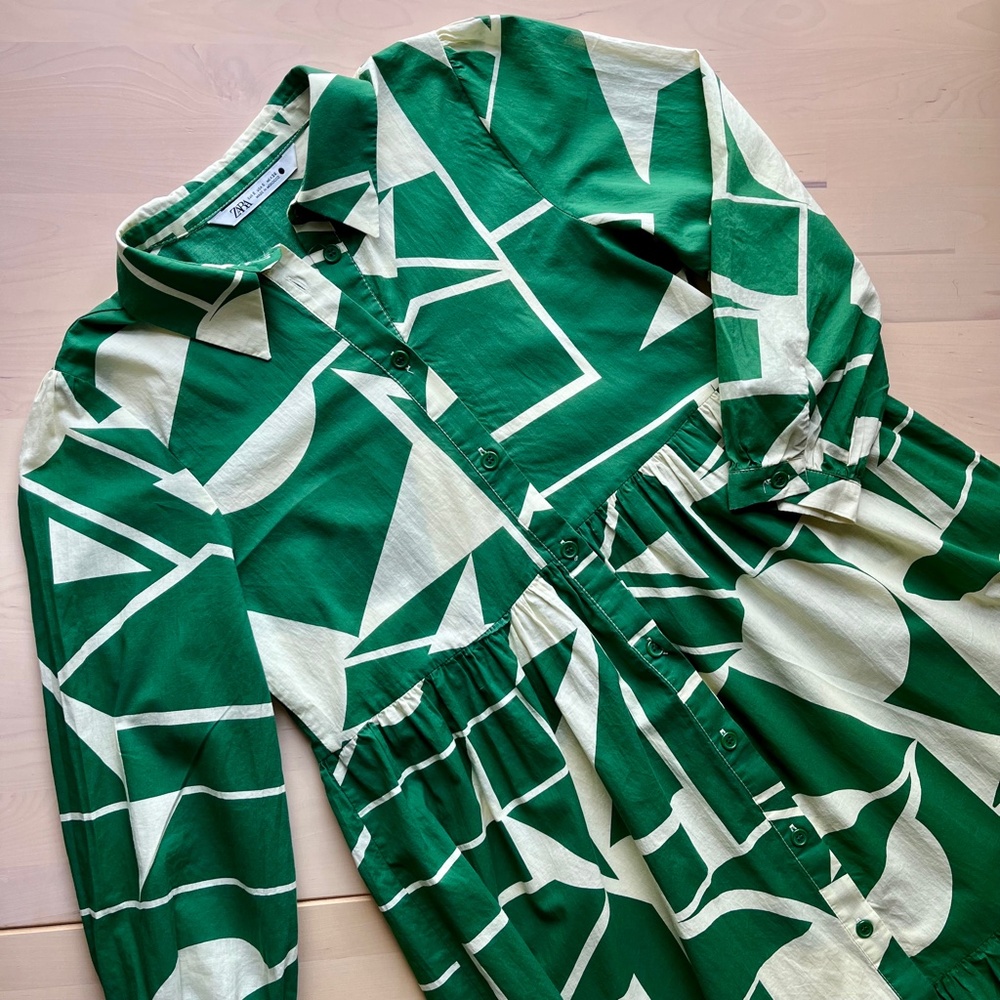 Zara green and white dress - Picture 2 of 11